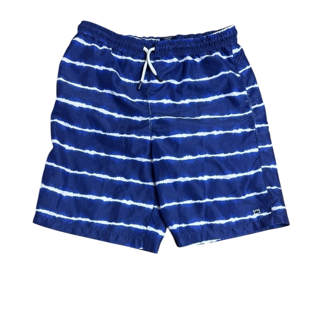 Crown & Ivy kids  blue and white Swim Trunks lg sw10